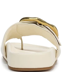 Franco Sarto Brianka Leather Abstract Buckle Toe Loop Sandals