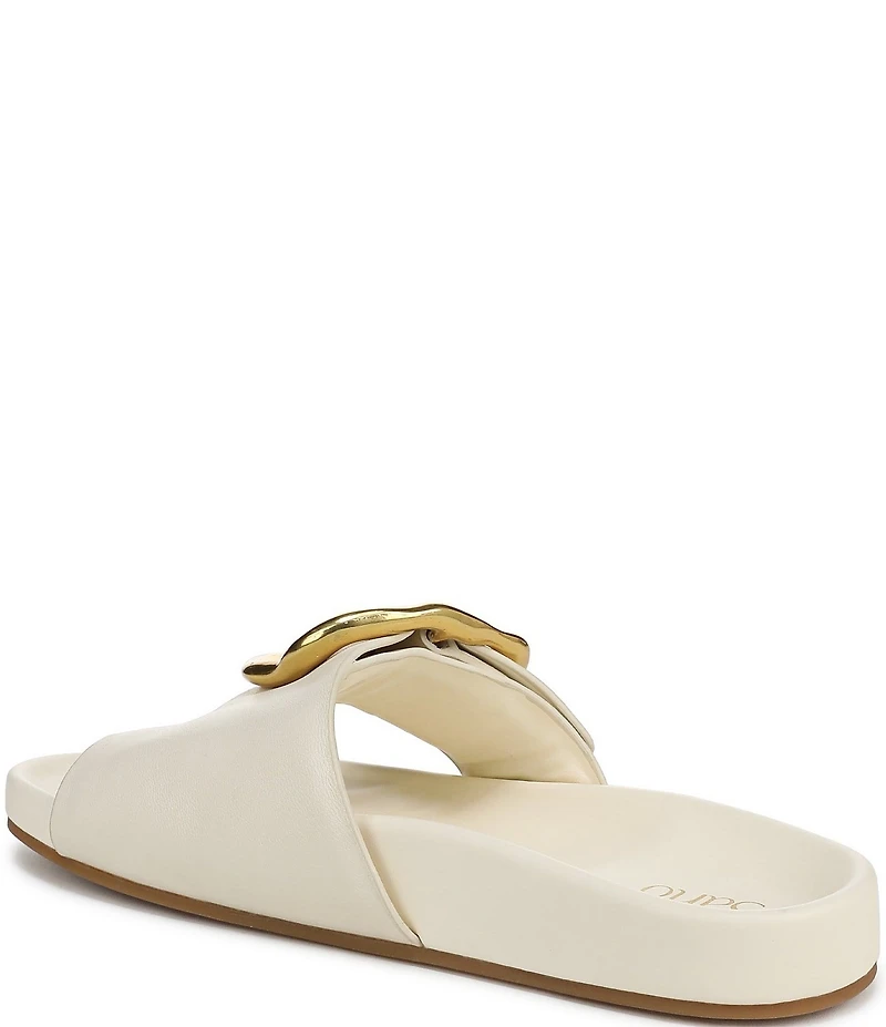 Franco Sarto Brianka Leather Abstract Buckle Toe Loop Sandals