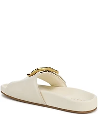 Franco Sarto Brianka Leather Abstract Buckle Toe Loop Sandals