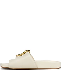 Franco Sarto Brianka Leather Abstract Buckle Toe Loop Sandals