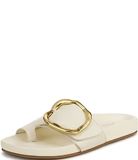 Franco Sarto Brianka Leather Abstract Buckle Toe Loop Sandals