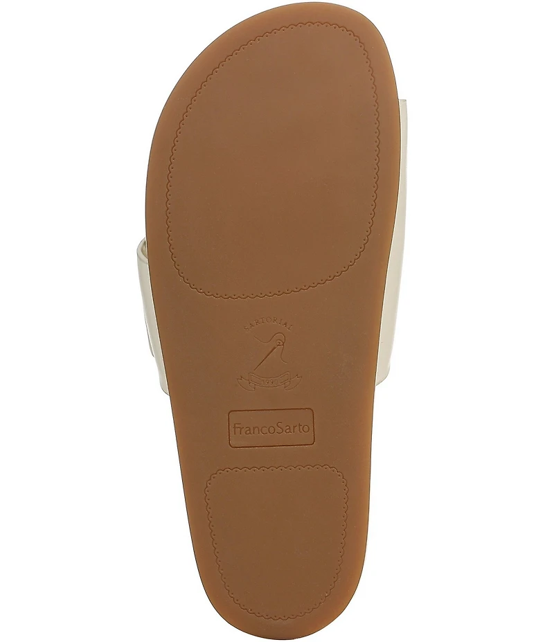 Franco Sarto Brianka Leather Abstract Buckle Toe Loop Sandals