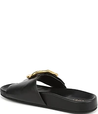 Franco Sarto Brianka Leather Abstract Buckle Toe Loop Sandals