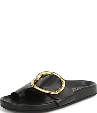 Franco Sarto Brianka Leather Abstract Buckle Toe Loop Sandals