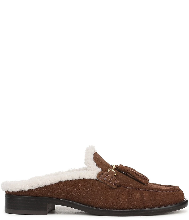 Franco Sarto Callen Leather Fleece Lined Tassel Loafer Mules