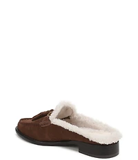 Franco Sarto Callen Leather Fleece Lined Tassel Loafer Mules