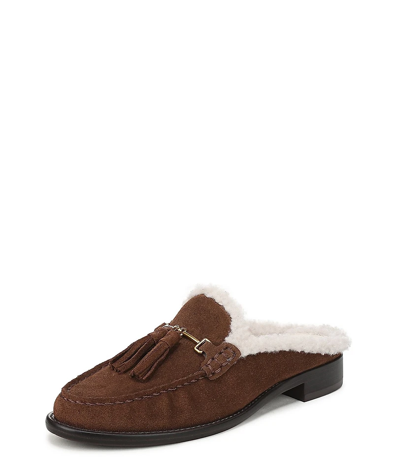 Franco Sarto Callen Leather Fleece Lined Tassel Loafer Mules