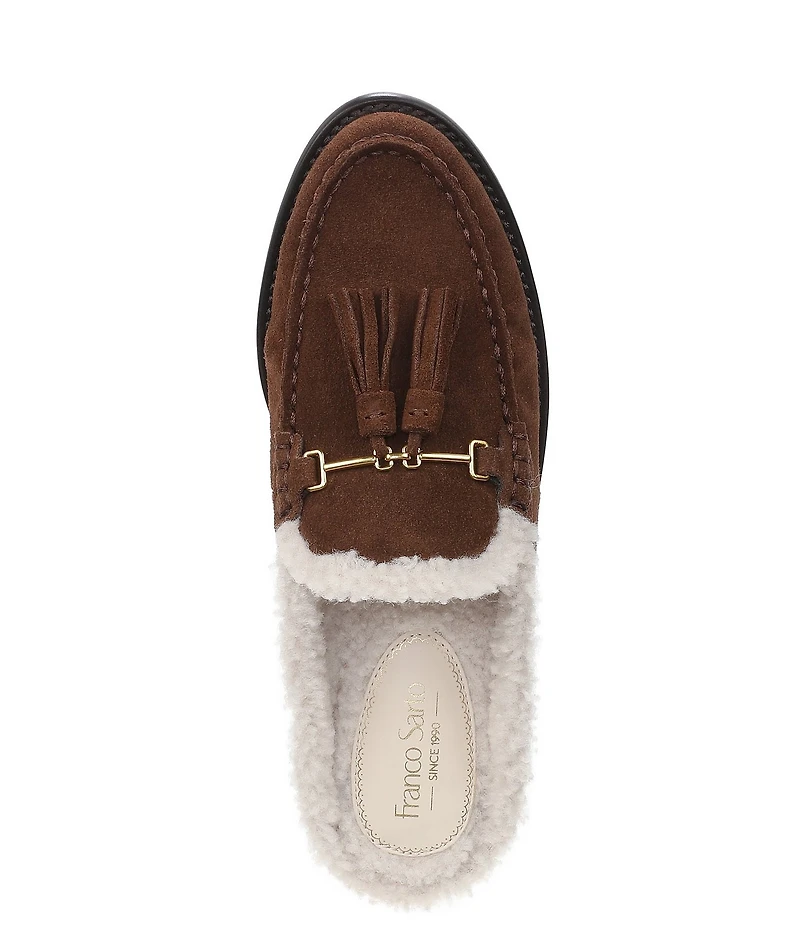 Franco Sarto Callen Leather Fleece Lined Tassel Loafer Mules