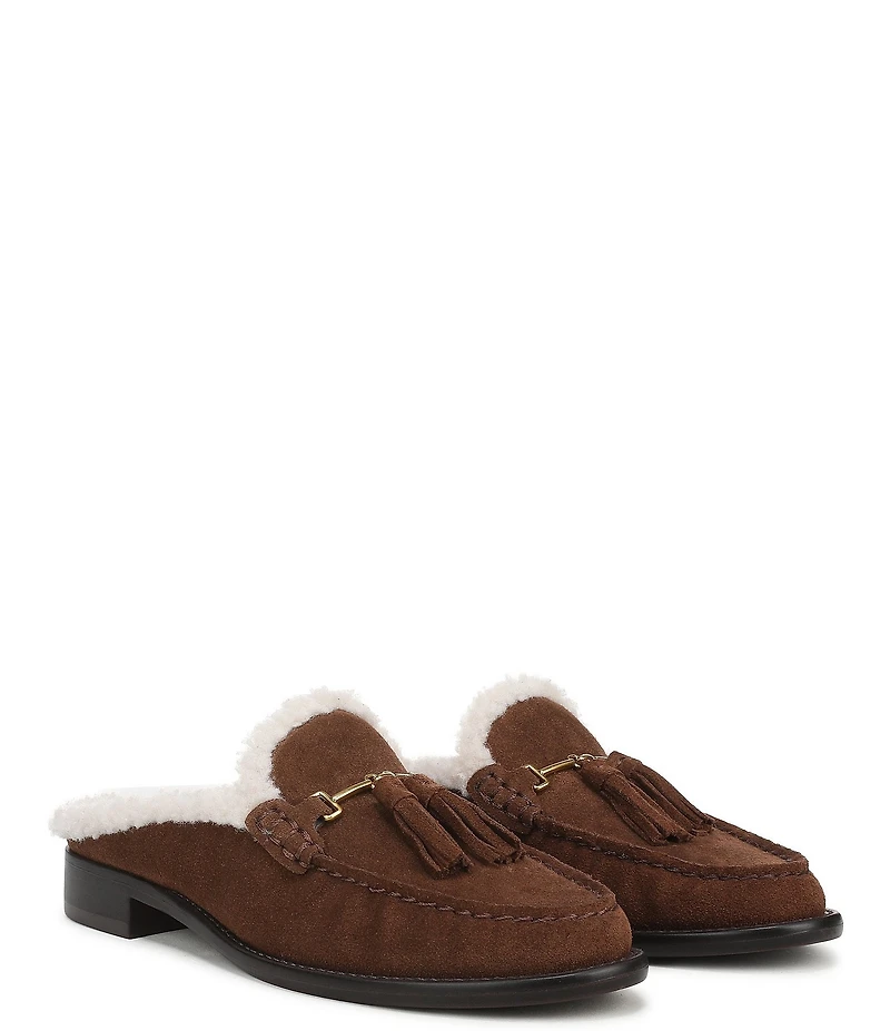 Franco Sarto Callen Leather Fleece Lined Tassel Loafer Mules