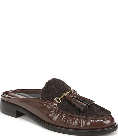 Franco Sarto Callen Patent Faux Shearling Bit Tassel Mules