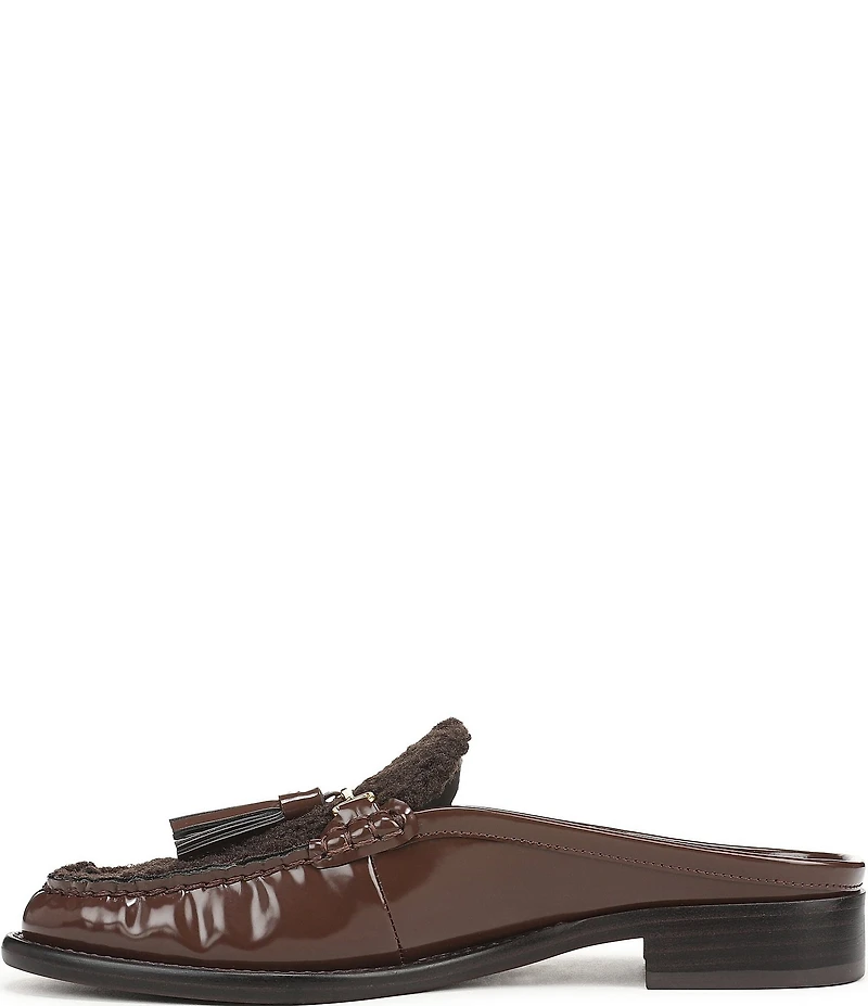 Franco Sarto Callen Patent Faux Shearling Bit Tassel Mules