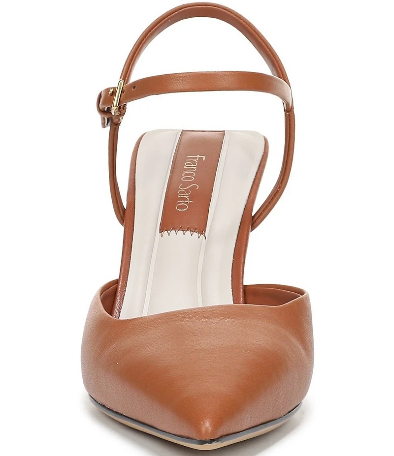 Franco Sarto Cherie Leather Pointed Toe Ankle Wrap Wedge Pumps