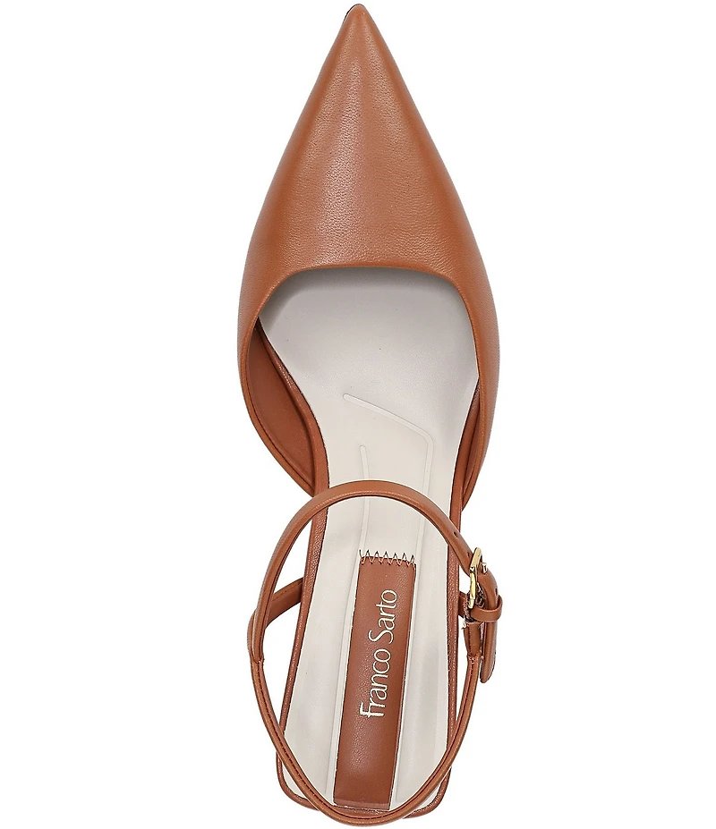 Franco Sarto Cherie Leather Pointed Toe Ankle Wrap Wedge Pumps