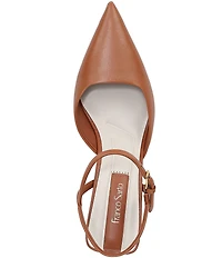 Franco Sarto Cherie Leather Pointed Toe Ankle Wrap Wedge Pumps