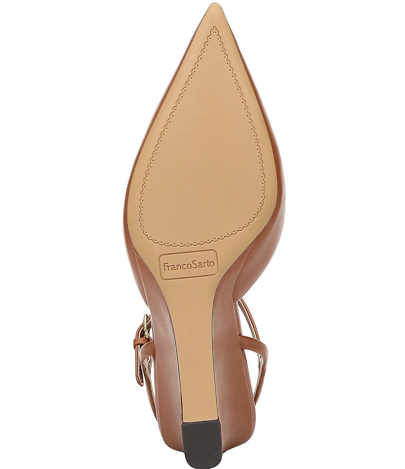 Franco Sarto Cherie Leather Pointed Toe Ankle Wrap Wedge Pumps