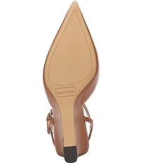 Franco Sarto Cherie Leather Pointed Toe Ankle Wrap Wedge Pumps