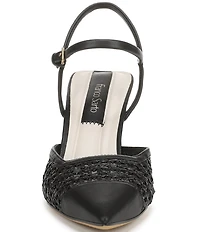 Franco Sarto Cherie Raffia Pointed Toe Ankle Wrap Wedge Pumps