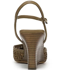 Franco Sarto Cherie Raffia Pointed Toe Ankle Wrap Wedge Pumps