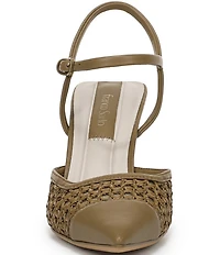 Franco Sarto Cherie Raffia Pointed Toe Ankle Wrap Wedge Pumps