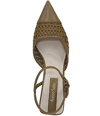 Franco Sarto Cherie Raffia Pointed Toe Ankle Wrap Wedge Pumps