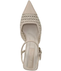 Franco Sarto Cherie Raffia Pointed Toe Ankle Wrap Wedge Pumps