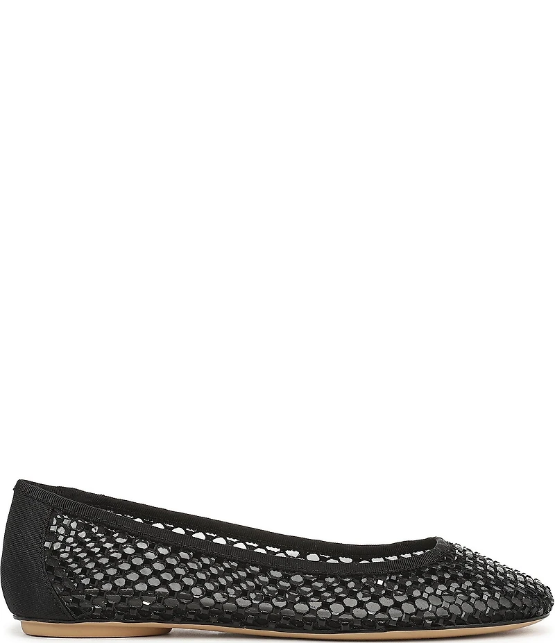 Franco Sarto Christina 2 Fishnet Mesh Rhinestone Embellished Ballet Flats
