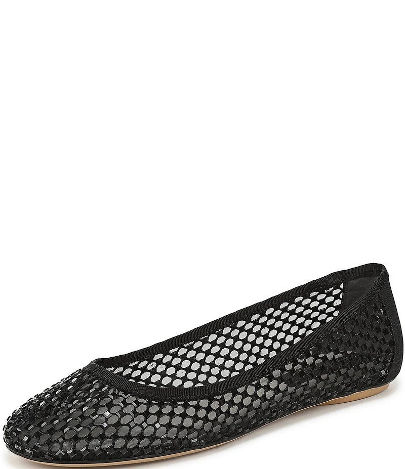 Franco Sarto Christina 2 Fishnet Mesh Rhinestone Embellished Ballet Flats