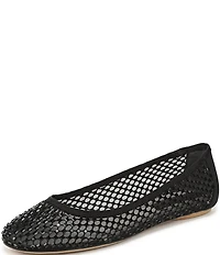 Franco Sarto Christina 2 Fishnet Mesh Rhinestone Embellished Ballet Flats