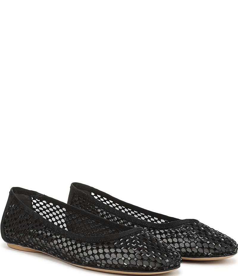 Franco Sarto Christina 2 Fishnet Mesh Rhinestone Embellished Ballet Flats