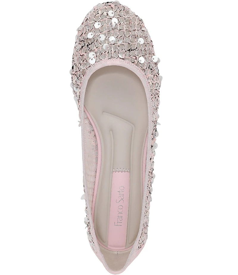 Franco Sarto Christina 2 Paillette Sequin Woven Mesh Ballet Flats