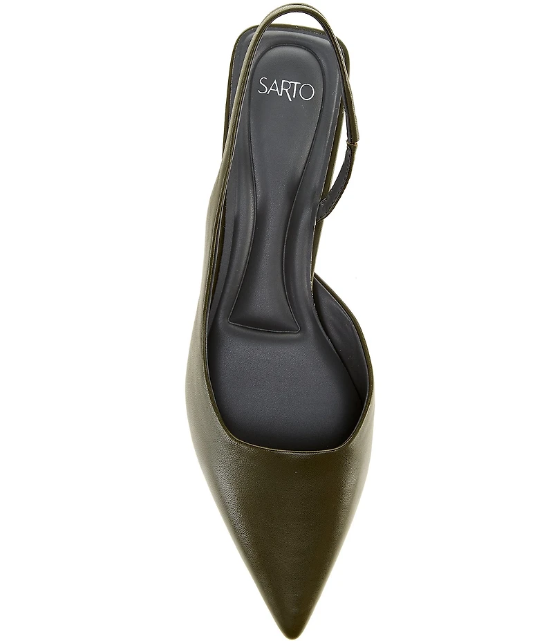 Sarto by Franco Sarto Devin Leather Pointed Toe Kitten Heel Slingback Pumps