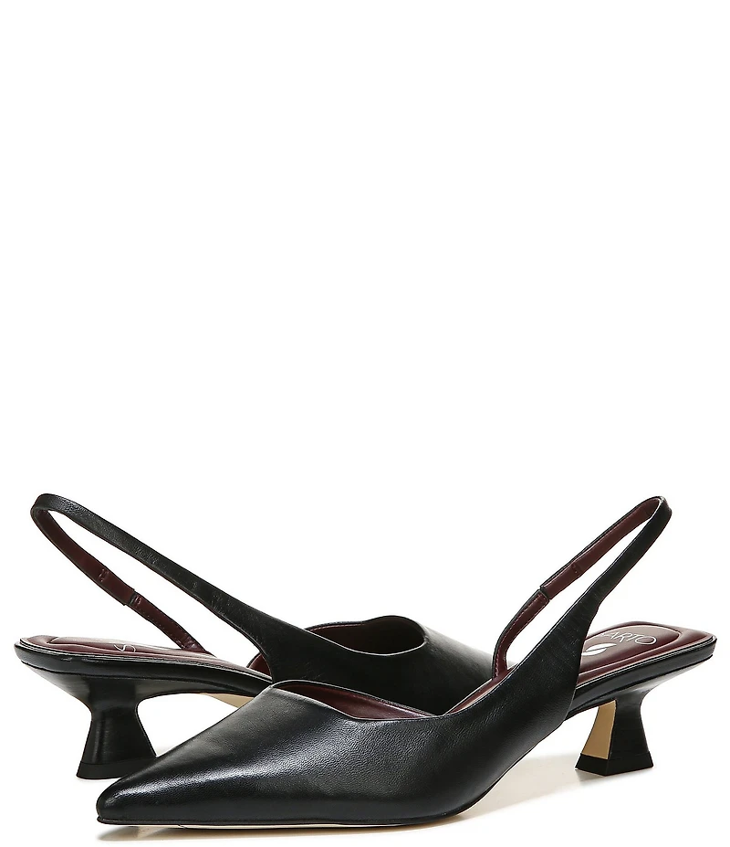 Sarto by Franco Sarto Devin Leather Pointed Toe Kitten Heel Slingback Pumps