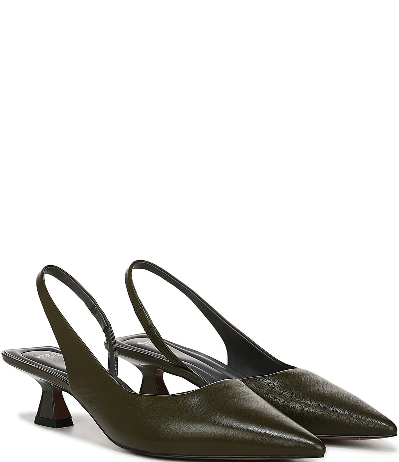 Sarto by Franco Sarto Devin Leather Pointed Toe Kitten Heel Slingback Pumps