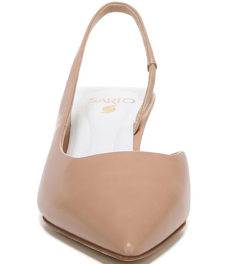 Sarto by Franco Sarto Devin Leather Pointed Toe Kitten Heel Slingback Pumps