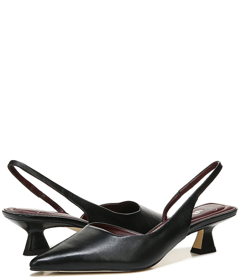 Sarto by Franco Sarto Devin Leather Pointed Toe Kitten Heel Slingback Pumps