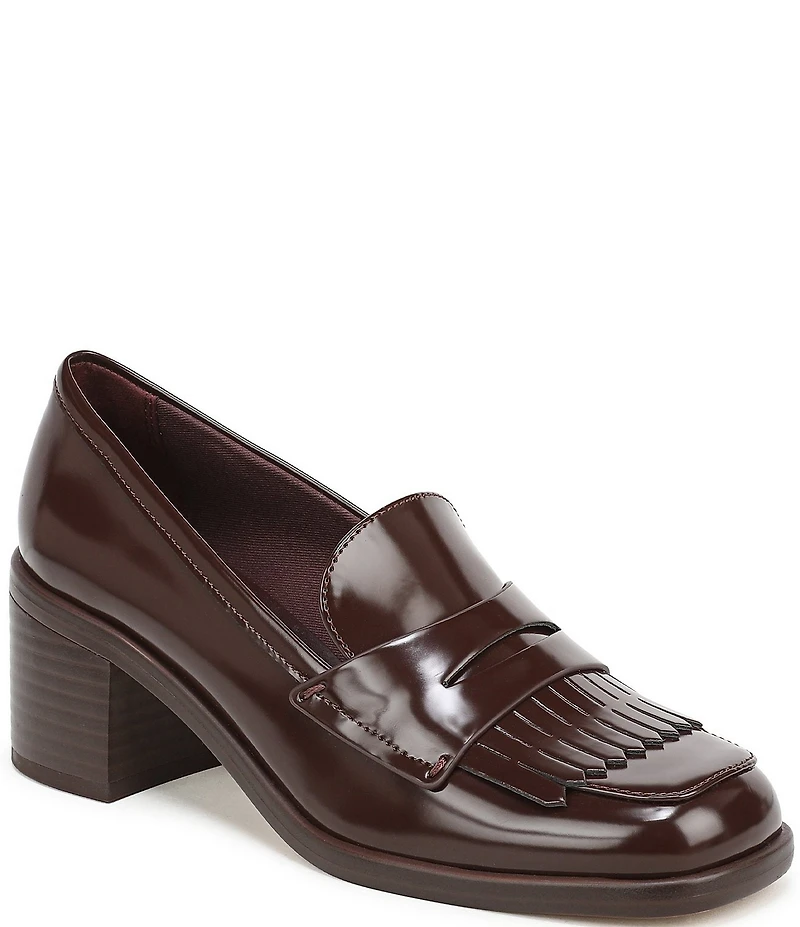 Franco Sarto Elian Patent Block Heel Kiltie Penny Loafers