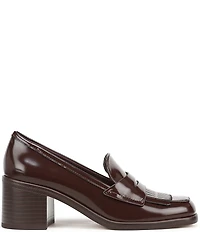 Franco Sarto Elian Patent Block Heel Kiltie Penny Loafers