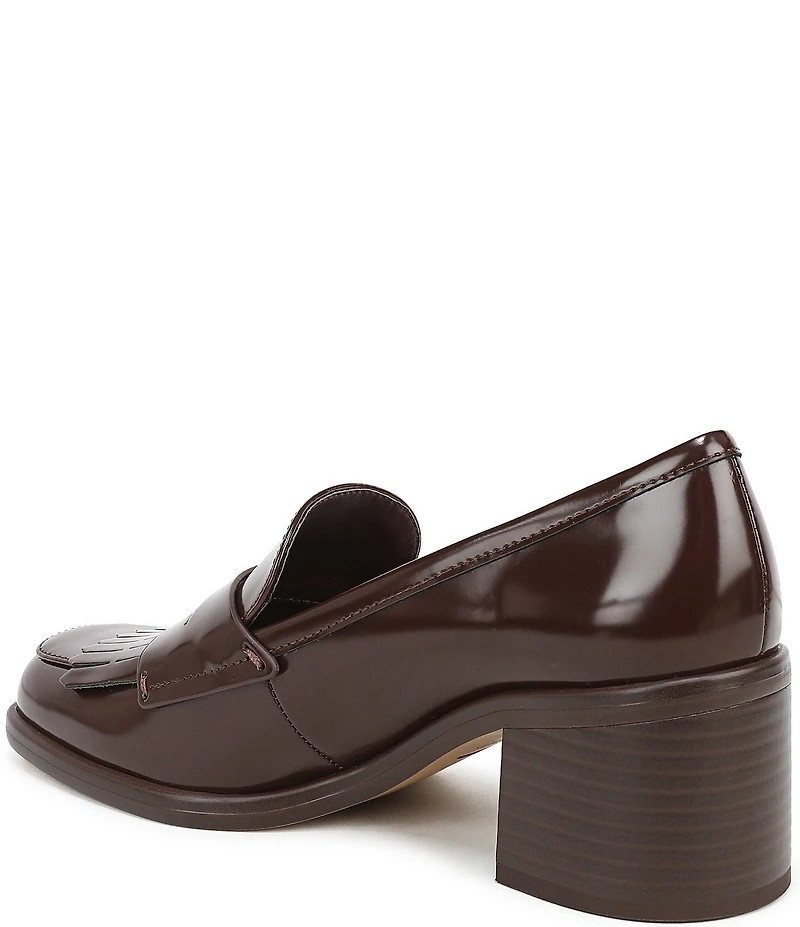 Franco Sarto Elian Patent Block Heel Kiltie Penny Loafers