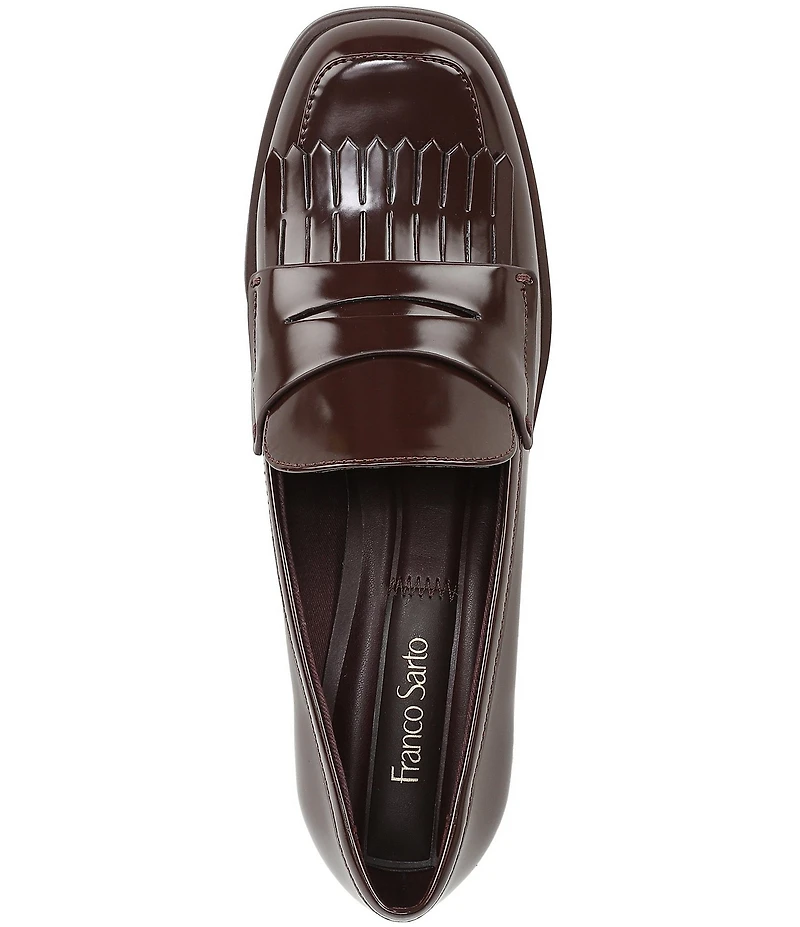 Franco Sarto Elian Patent Block Heel Kiltie Penny Loafers