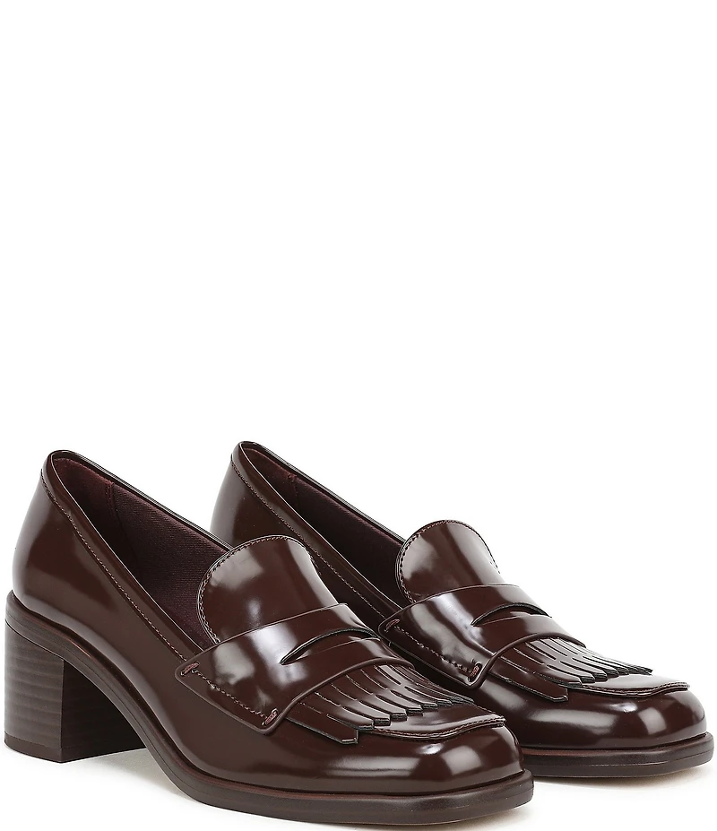Franco Sarto Elian Patent Block Heel Kiltie Penny Loafers