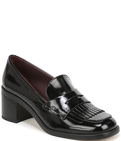 Franco Sarto Elian Patent Block Heel Kiltie Penny Loafers