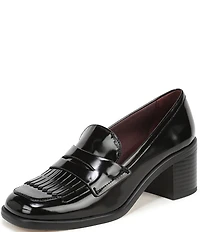 Franco Sarto Elian Patent Block Heel Kiltie Penny Loafers