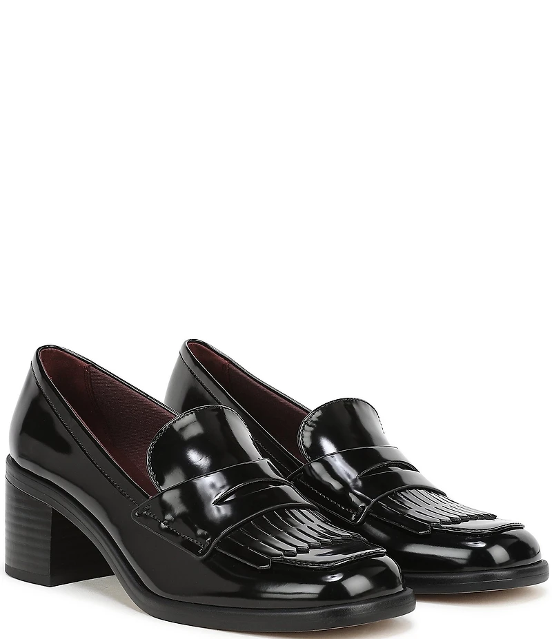 Franco Sarto Elian Patent Block Heel Kiltie Penny Loafers