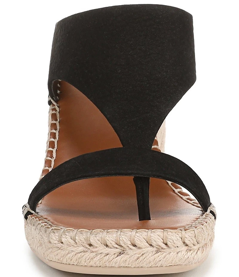 Franco Sarto Farren Leather Square Toe Platform Espadrille Wedge Sandals