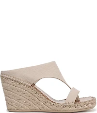 Franco Sarto Farren Leather Square Toe Platform Espadrille Wedge Sandals