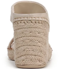 Franco Sarto Farren Leather Square Toe Platform Espadrille Wedge Sandals