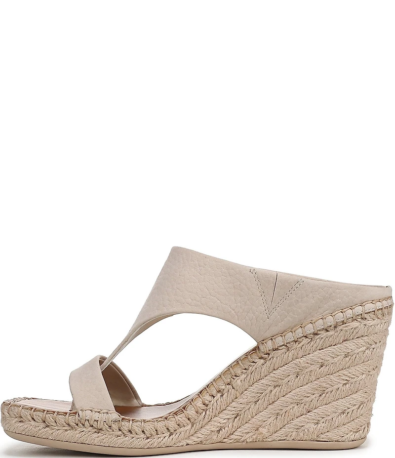 Franco Sarto Farren Leather Square Toe Platform Espadrille Wedge Sandals
