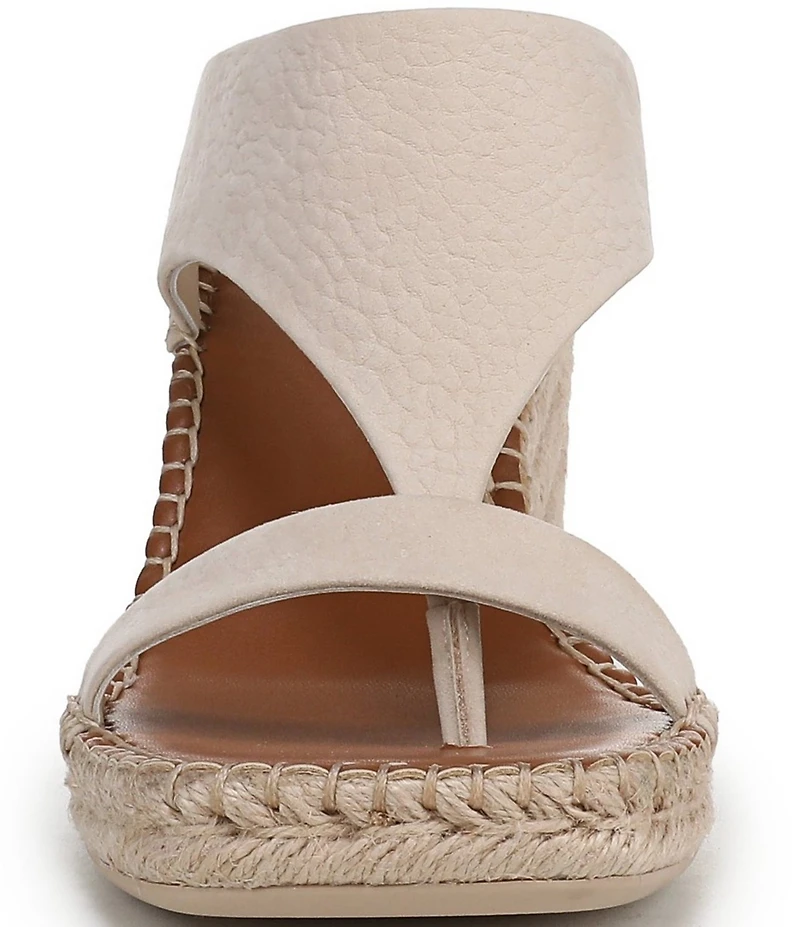Franco Sarto Farren Leather Square Toe Platform Espadrille Wedge Sandals