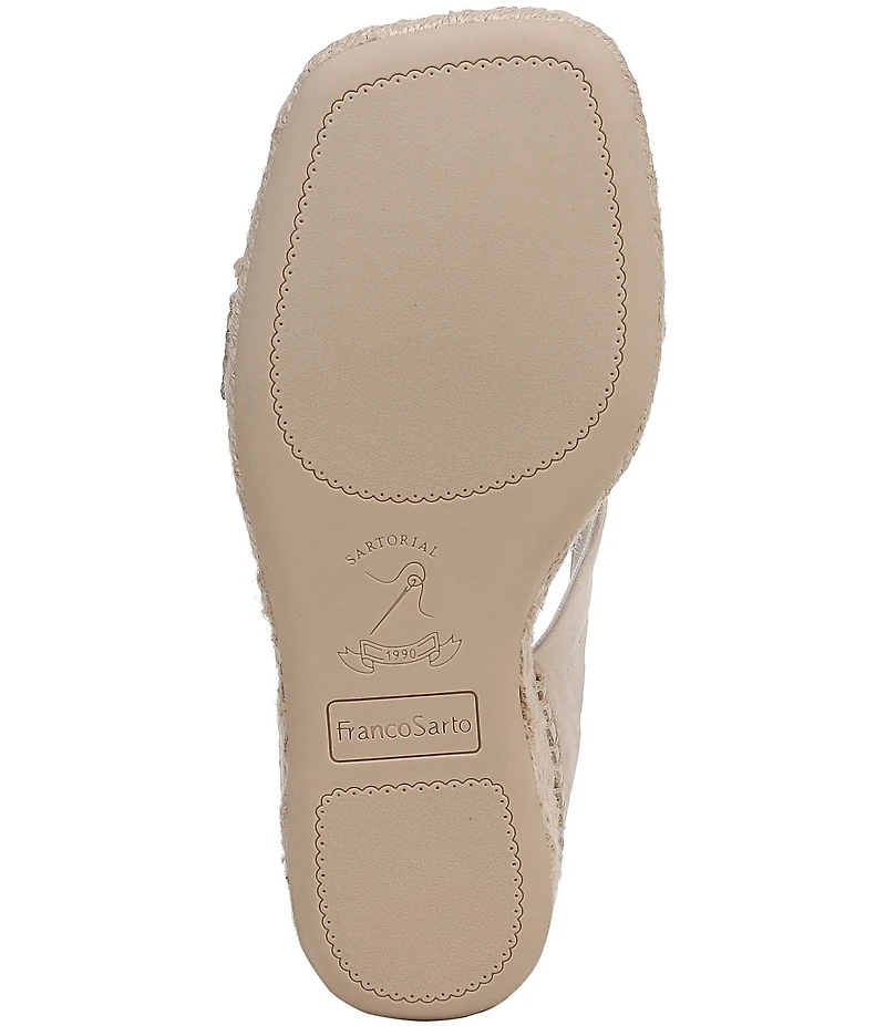 Franco Sarto Farren Leather Square Toe Platform Espadrille Wedge Sandals
