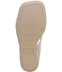 Franco Sarto Farren Leather Square Toe Platform Espadrille Wedge Sandals
